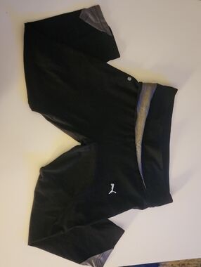 Puma Black Athletic Shorts with Gray Trim